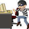 A cartoon of a thief stealing a keyboard